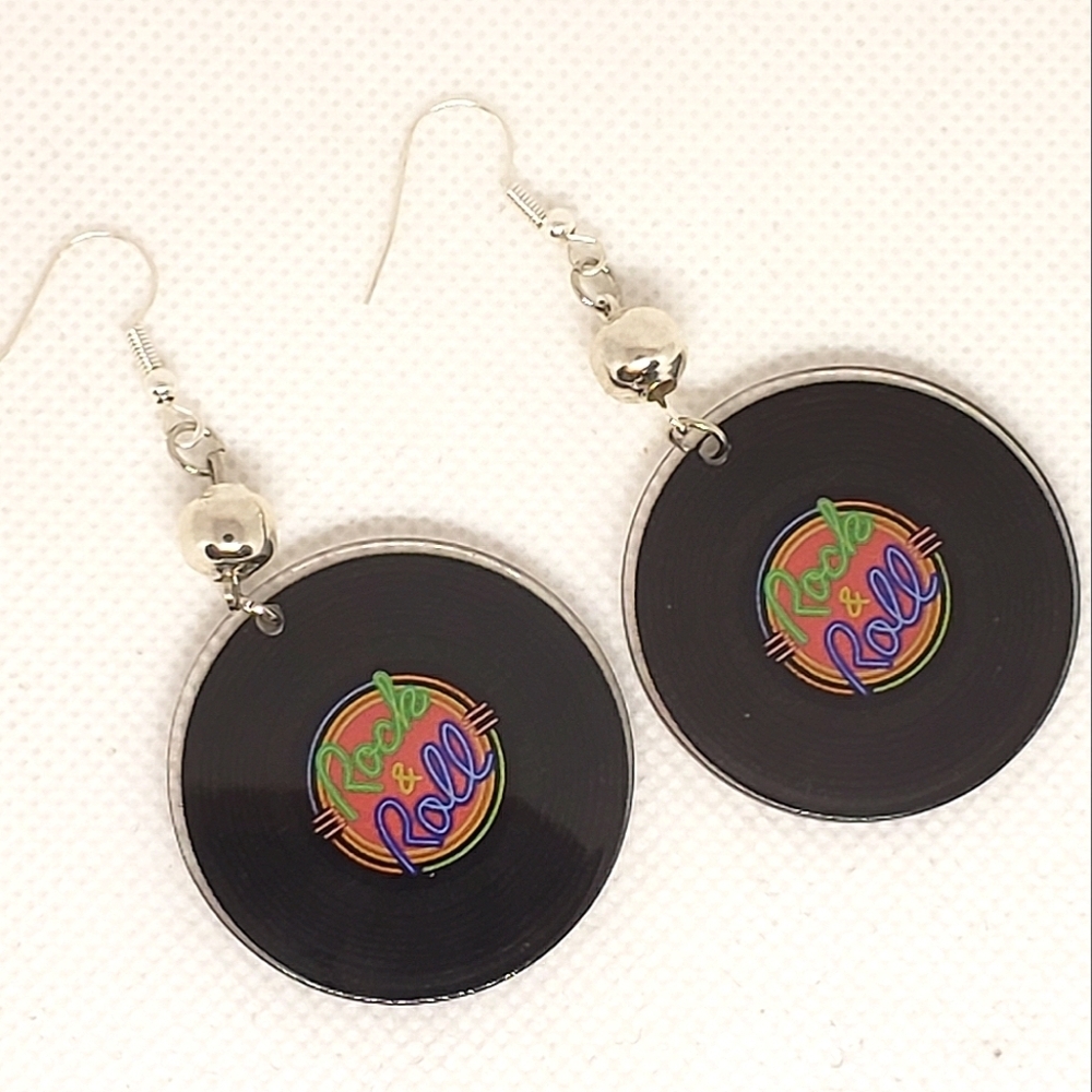 Handmade Lightweight Retro Vinyl Record Rock And Roll Earrings